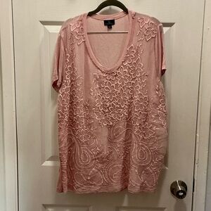 Elegant Pink Floral Embroidered Blouse
